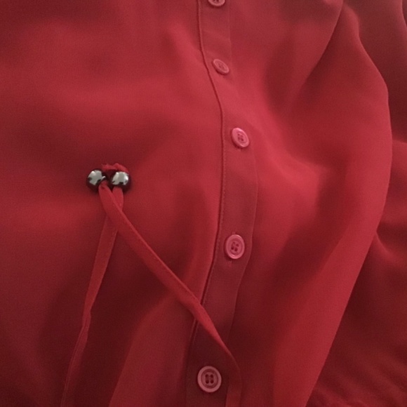 NWT Catherine Malandrino Kimono Tie Waist Peplum Top Blouse L Americana Red - Picture 2 of 6